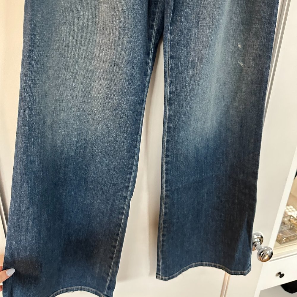 NWT Nili Lotan Flora Trouser Jeans Mid Rise Wide-leg Pleated Sz 25 Classic Wash - Picture 8 of 9